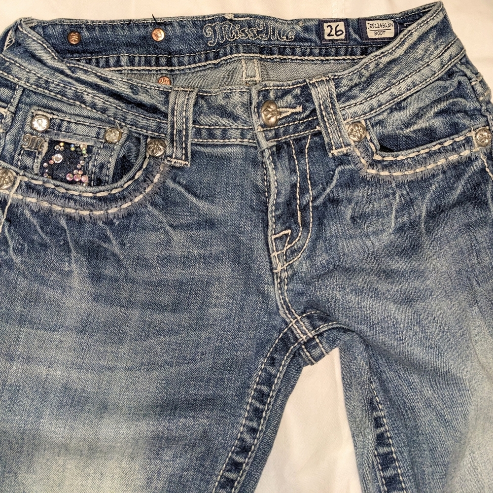 Miss Me Medium Wash Cotton Bootcut Jeans - Picture 6 of 13